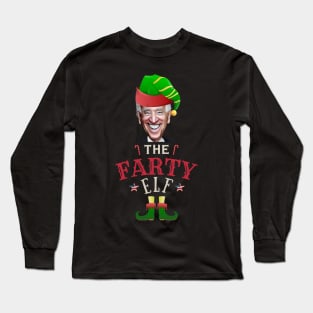 The Farty Biden Elf Funny | Sarcastic Political Anti Biden Design Long Sleeve T-Shirt